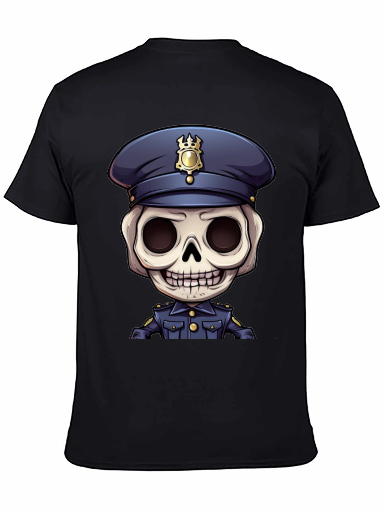 Skeleton Police Officer Graphic T-Shirt