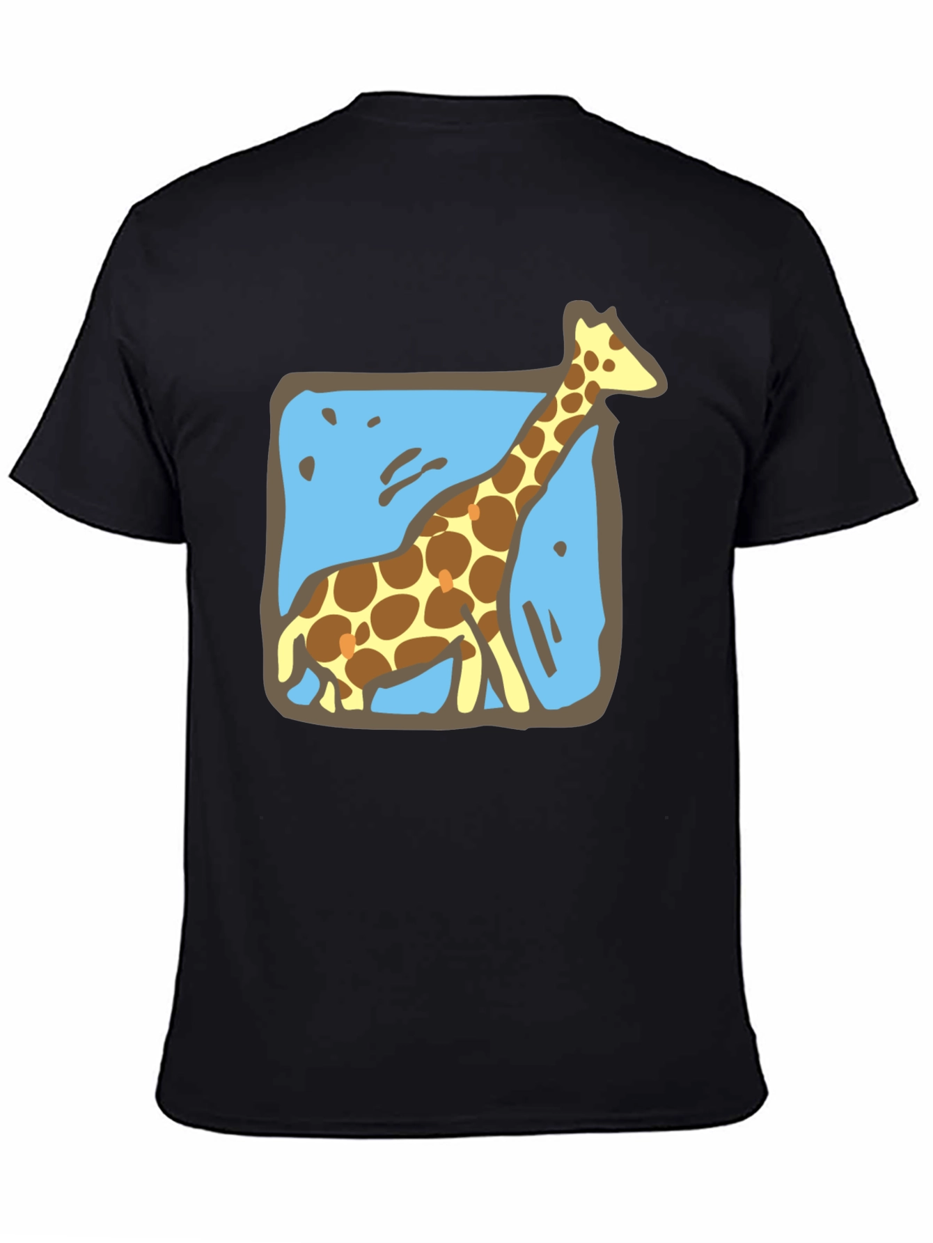 Giraffe Graphic Tee - Mens Black Crew Neck T-Shirt