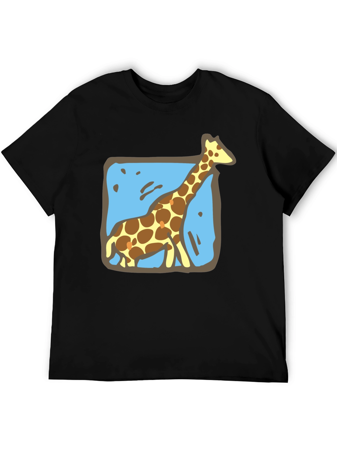 Giraffe Graphic Tee - Mens Black Crew Neck T-Shirt