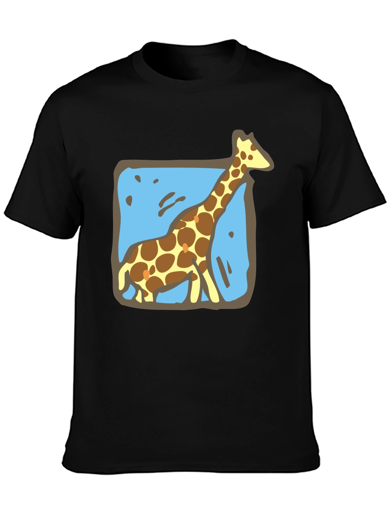 Giraffe Graphic Tee - Mens Black Crew Neck T-Shirt