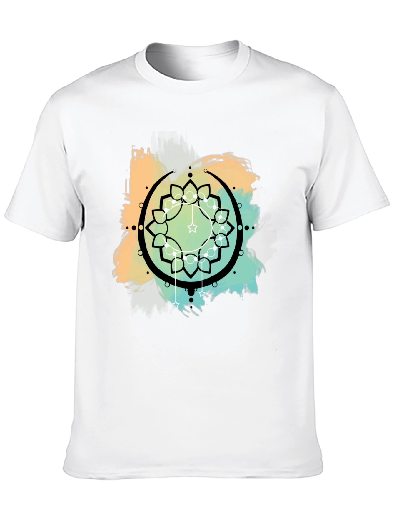 Geometric Mandala Graphic Print Mens Black T-Shirt