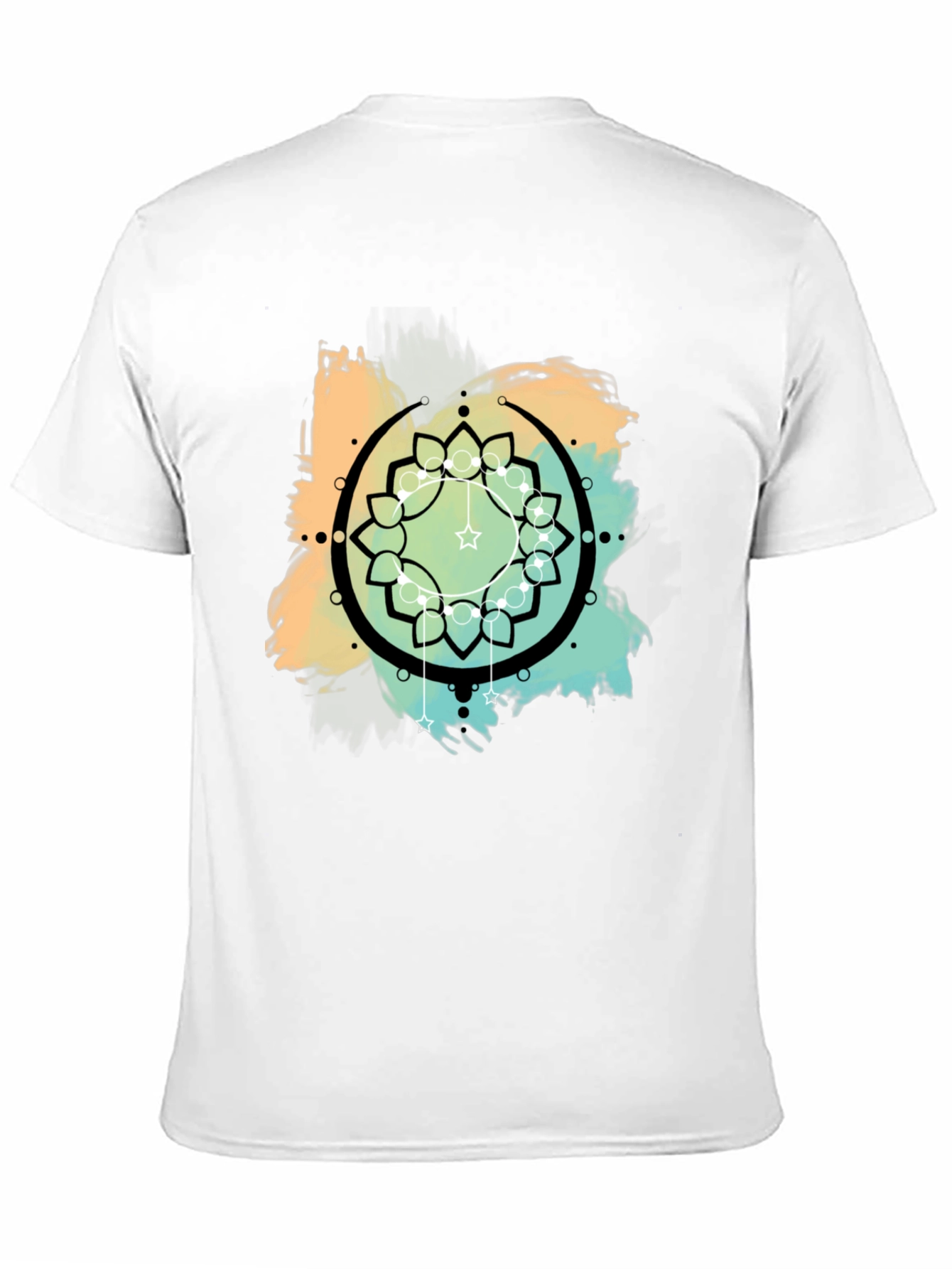 Geometric Mandala Graphic Print Mens Black T-Shirt