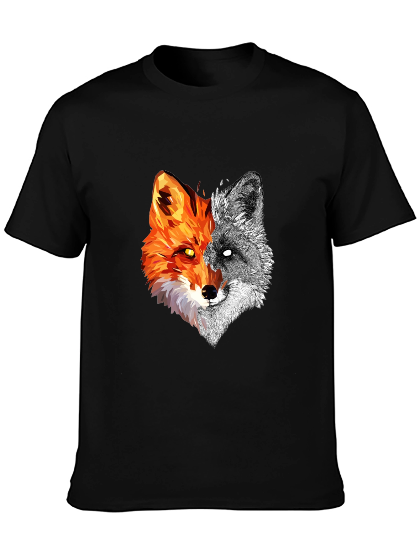Dual Fox Graphic Tee - Stylish Mens Black T-Shirt