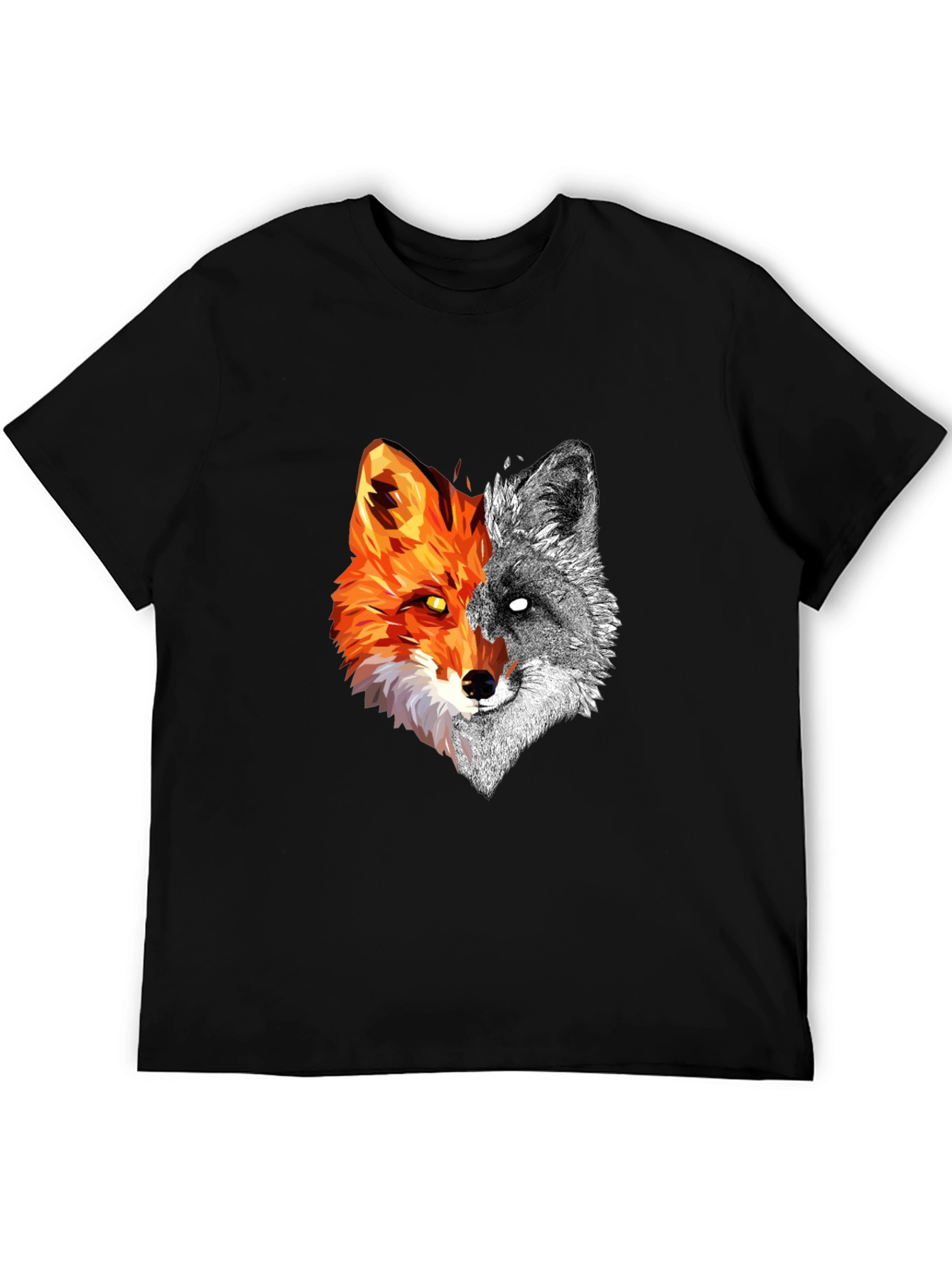 Dual Fox Graphic Tee - Stylish Mens Black T-Shirt