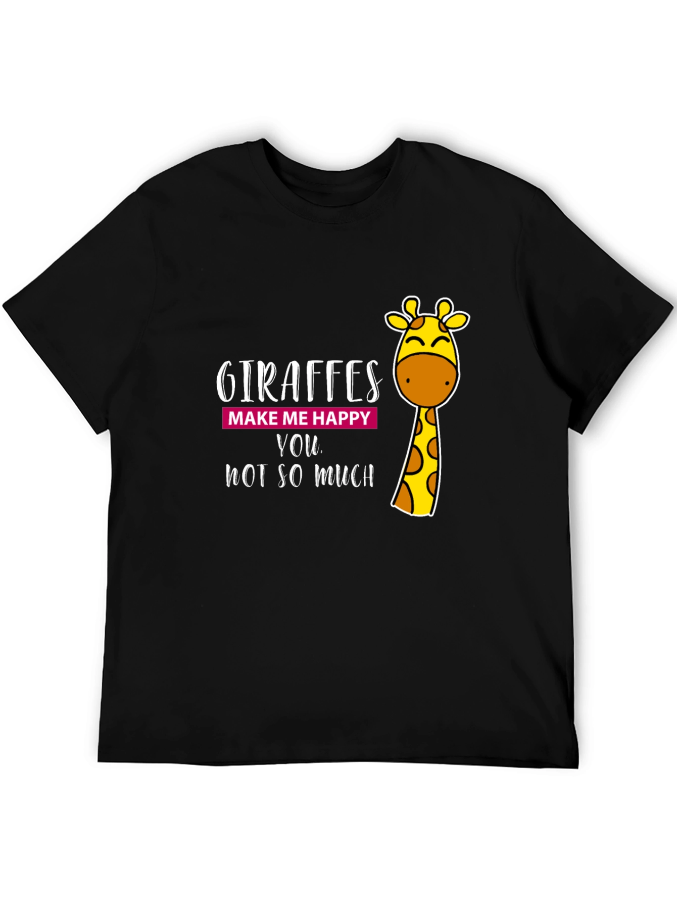 Giraffe Humor Graphic Tee - Black Cotton T-Shirt