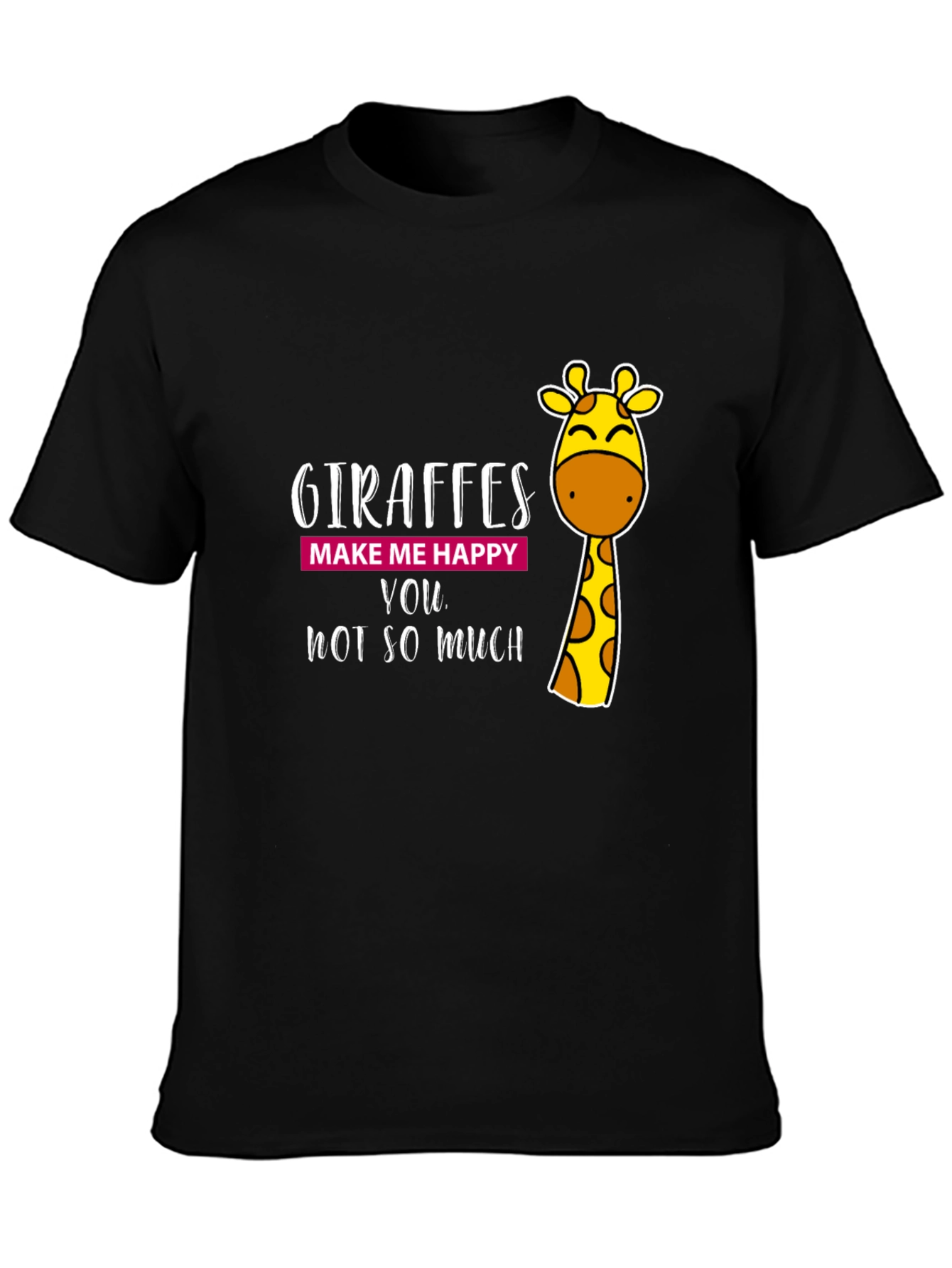 Giraffe Humor Graphic Tee - Black Cotton T-Shirt