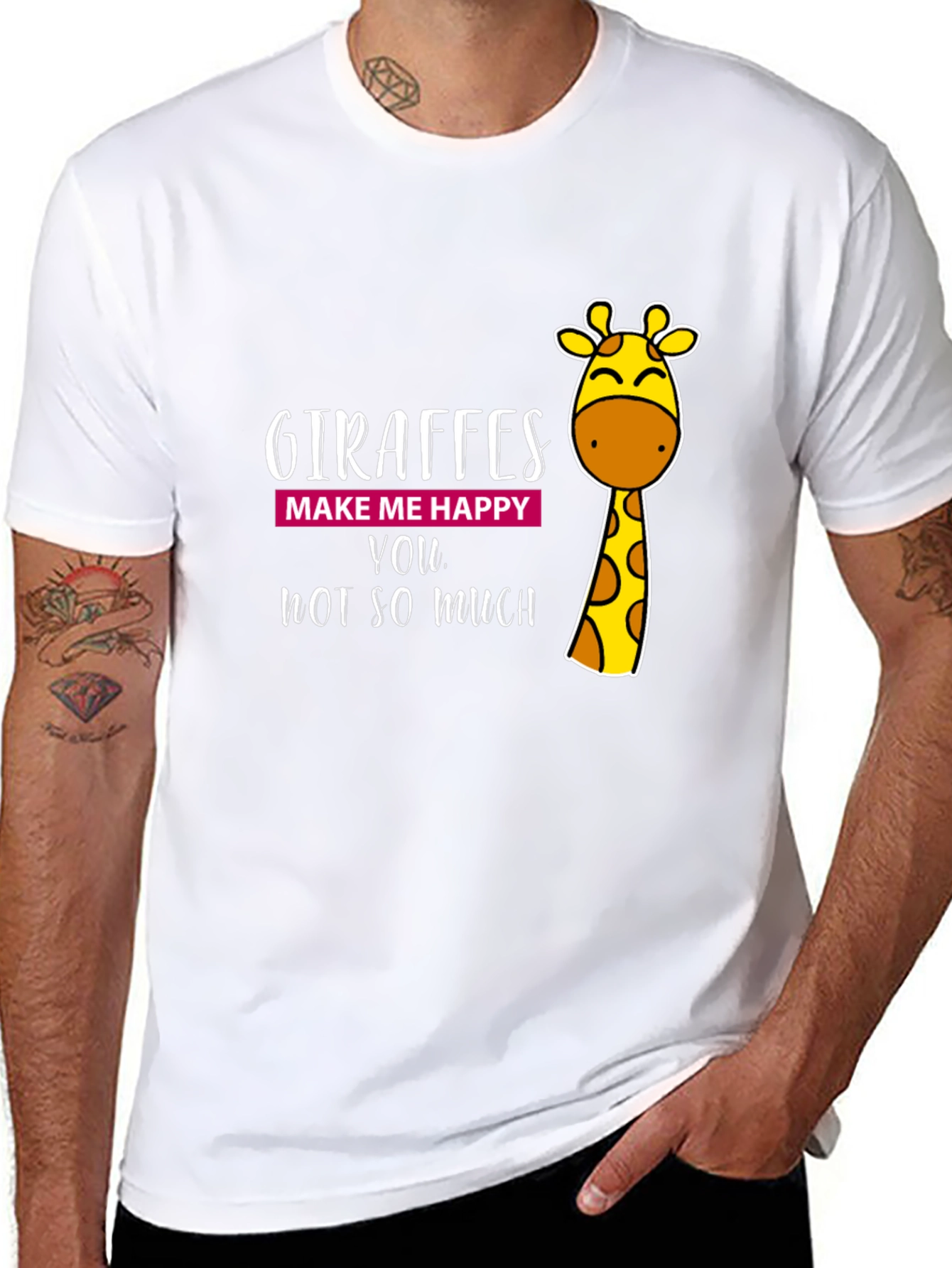 Giraffe Humor Graphic Tee - Black Cotton T-Shirt