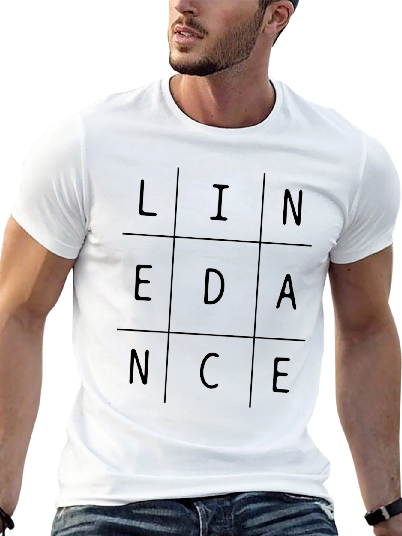 LINEDANCE Graphic T-Shirt - Trendy Grid Design