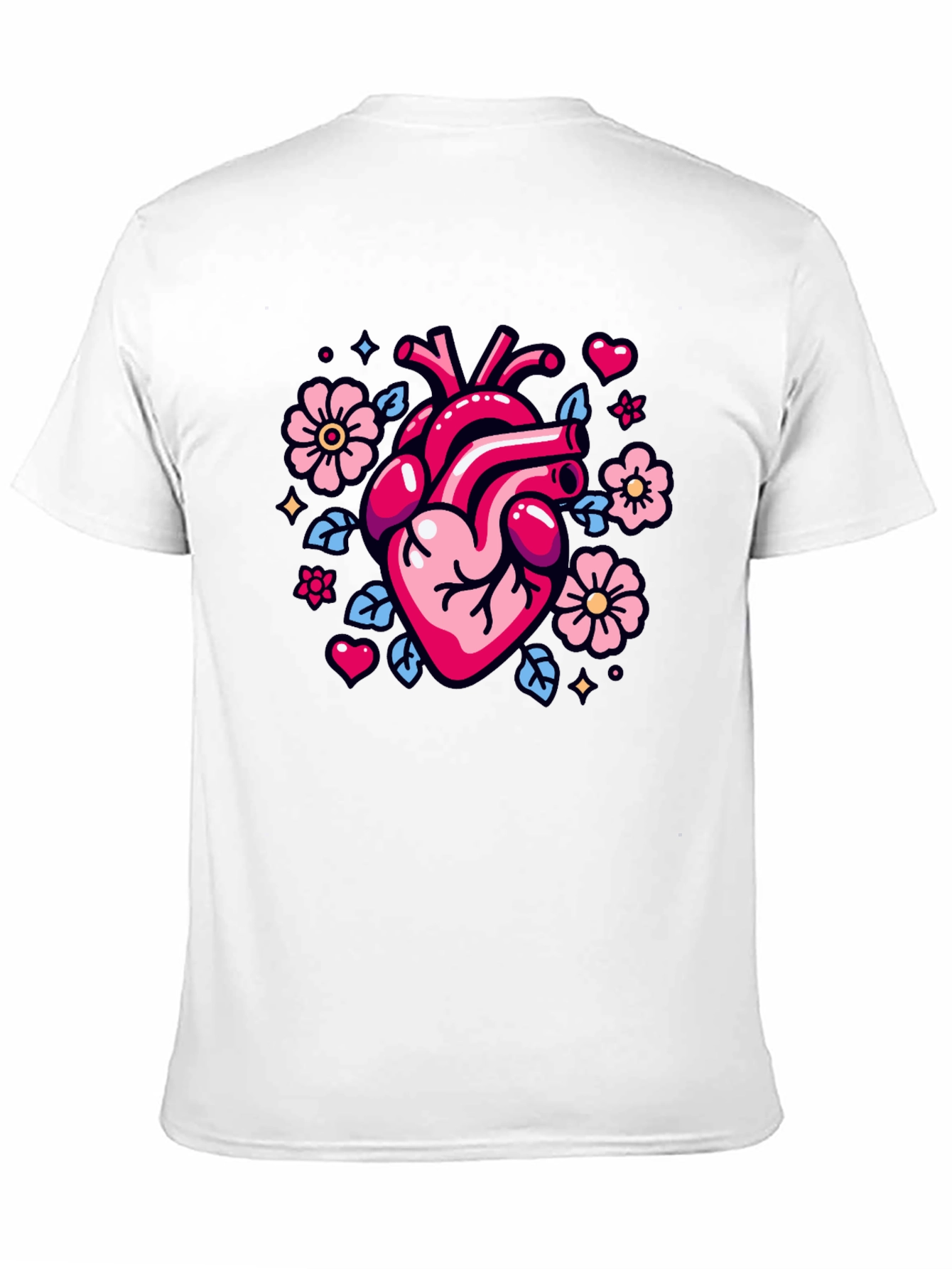 Anatomical Heart & Flowers Graphic Tee