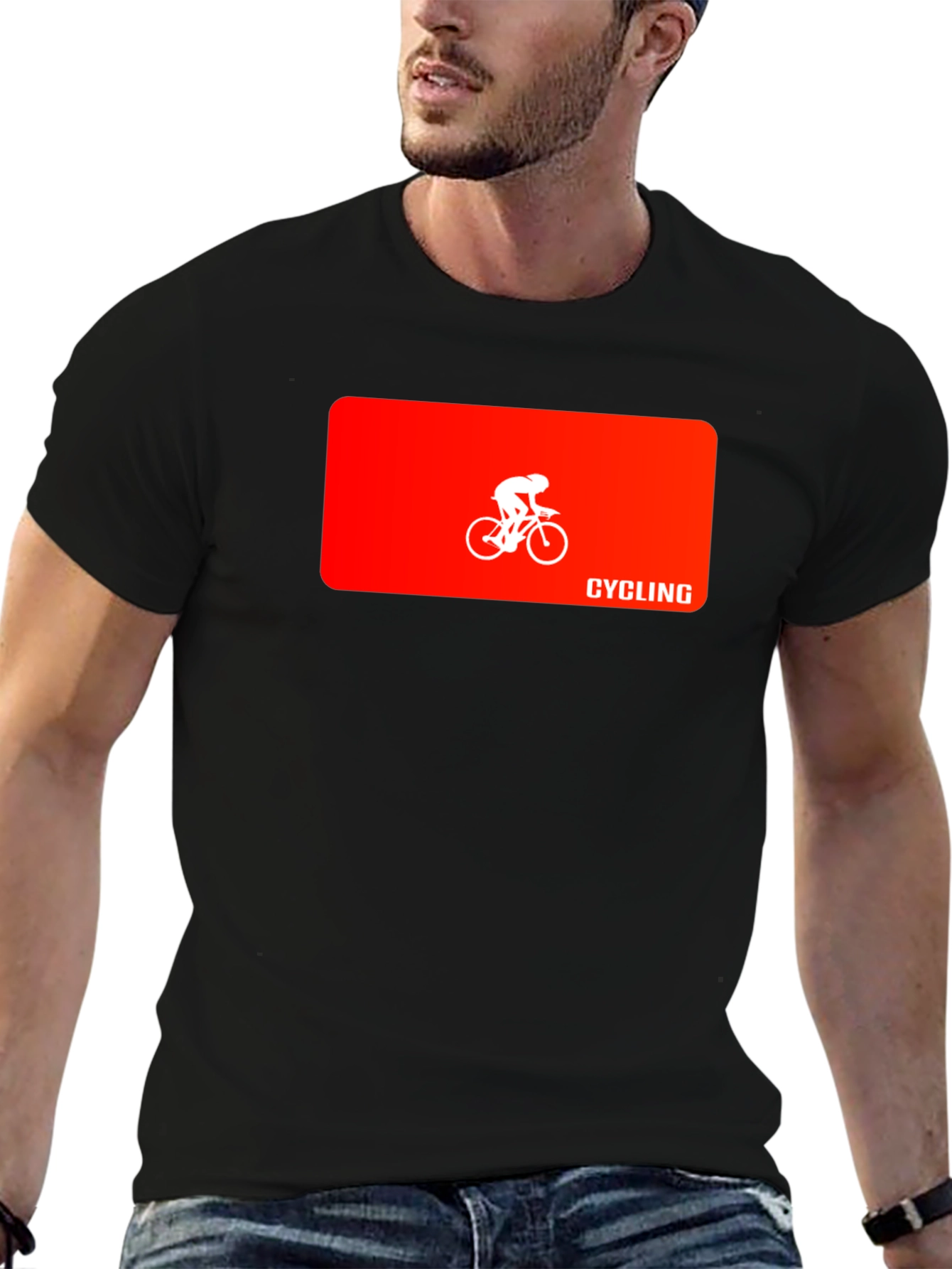 Cycling Graphic Tee - Black Crew Neck T-Shirt