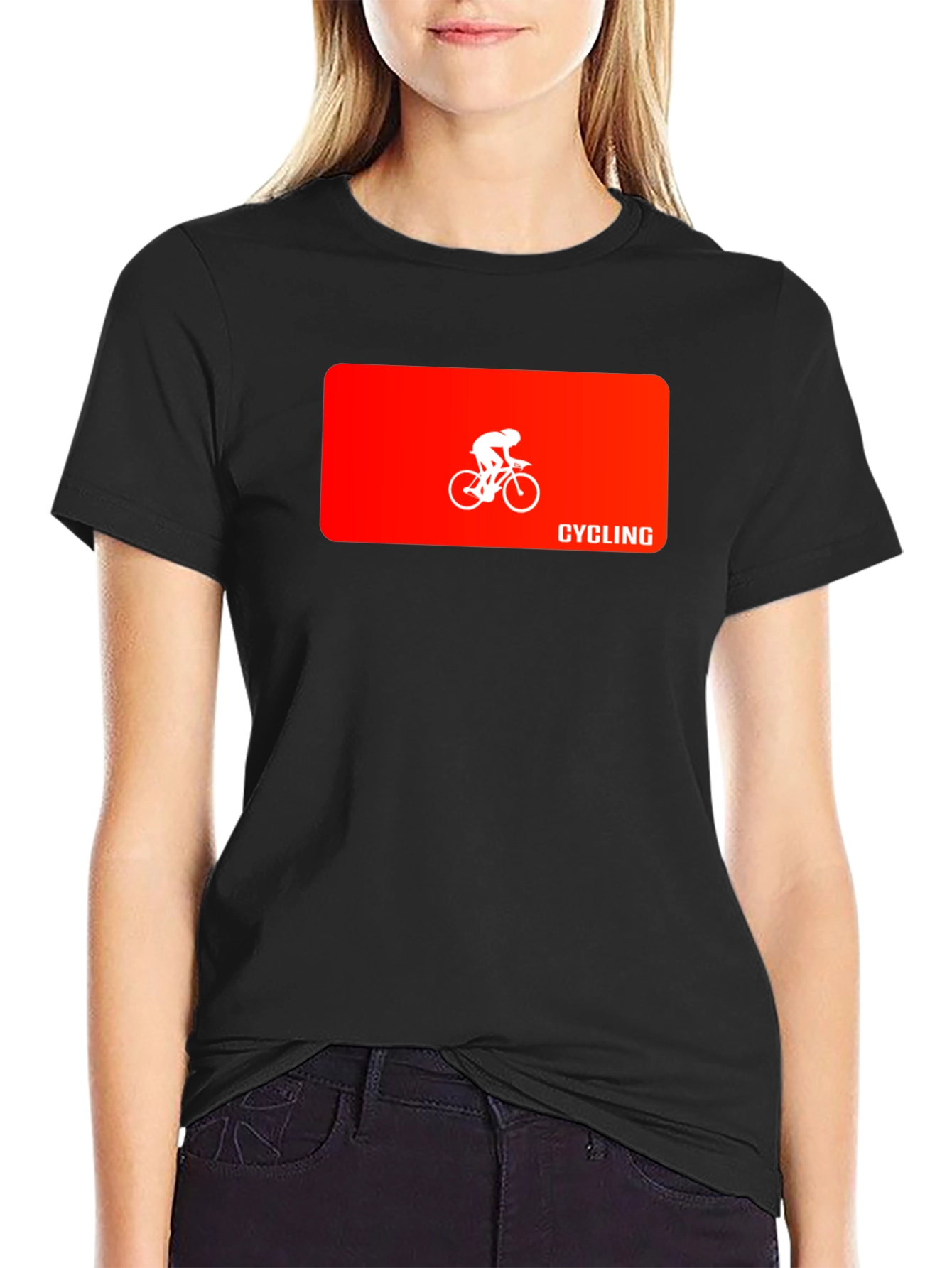 Cycling Graphic Tee - Black Crew Neck T-Shirt