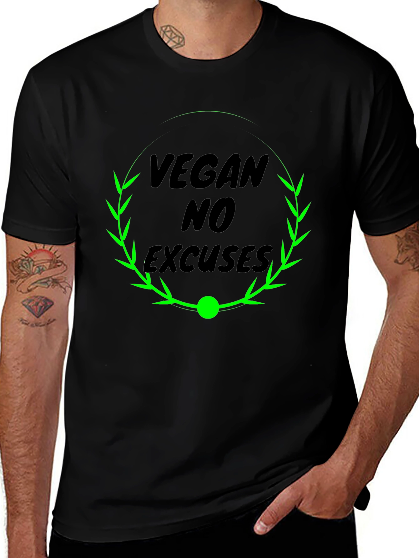 Vegan No Excuses Black Graphic T-Shirt
