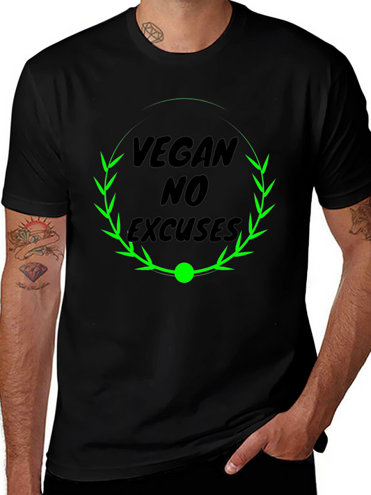 Vegan No Excuses Black Graphic T-Shirt