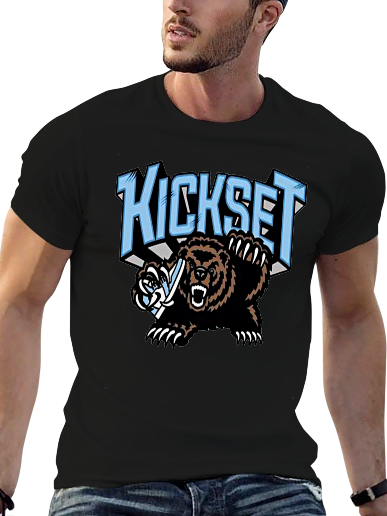 Kickset Bear Graphic Black T-Shirt