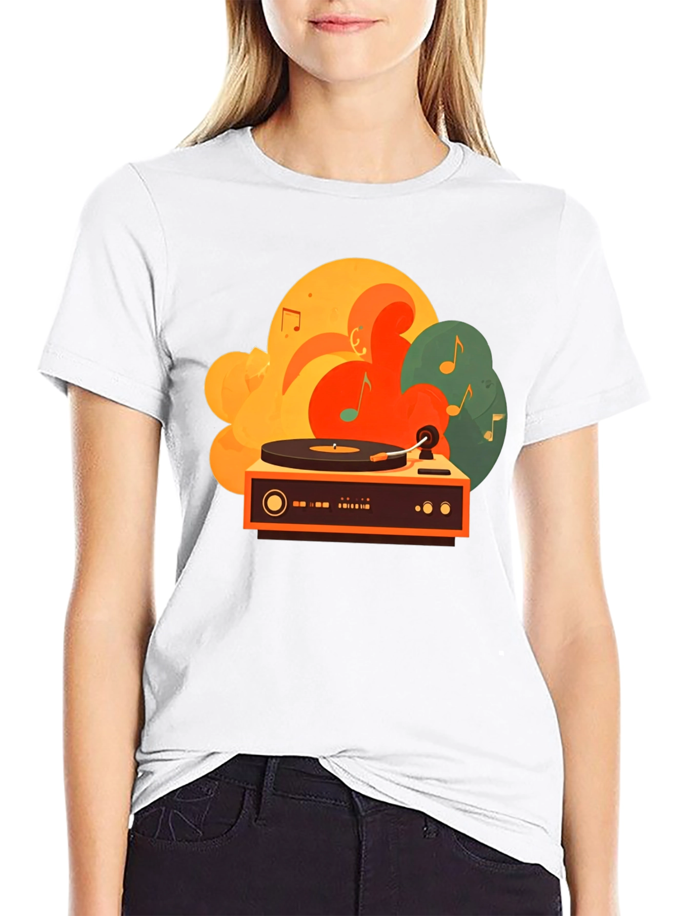 Retro Turntable Graphic Tee - Black