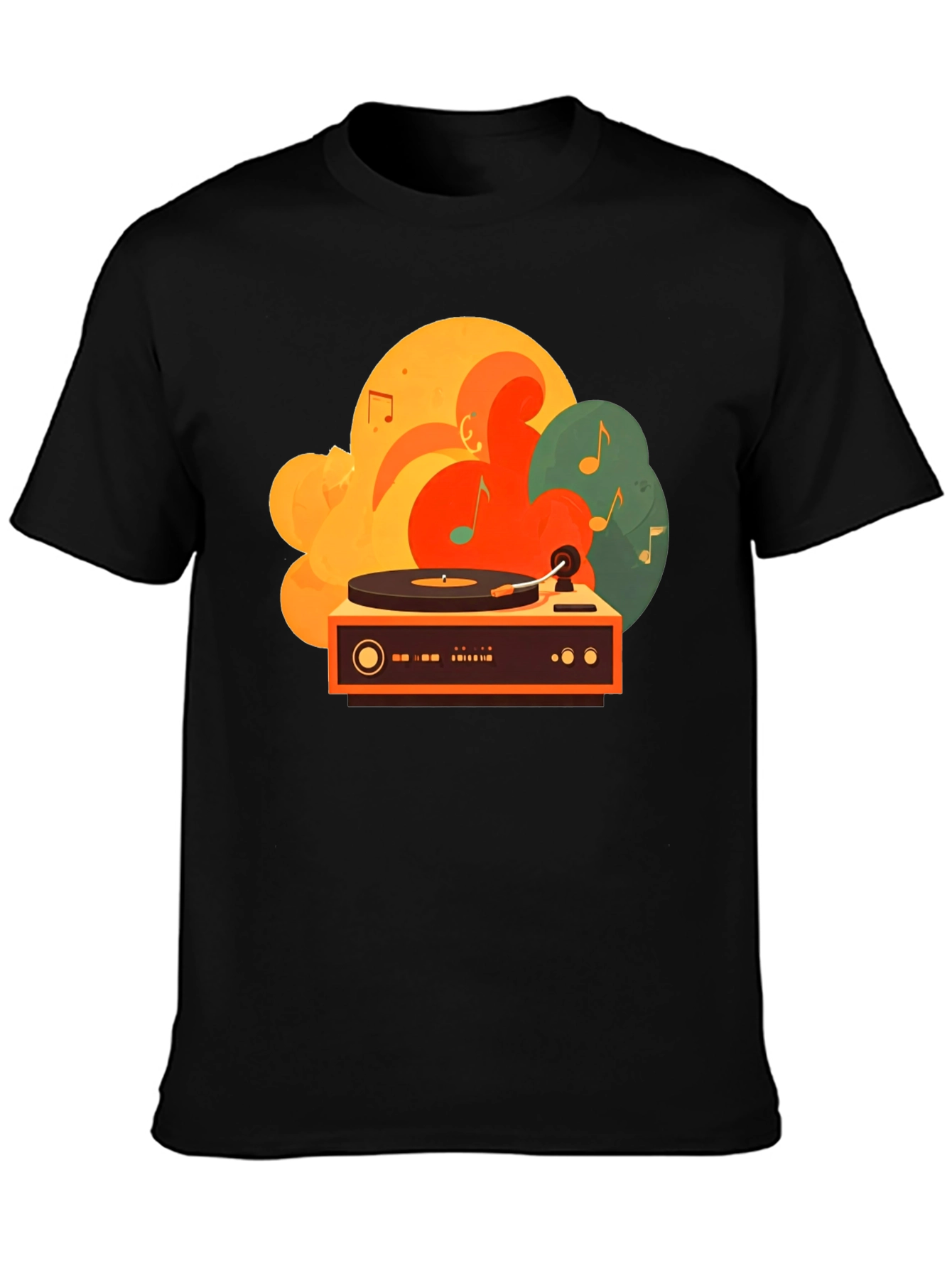 Retro Turntable Graphic Tee - Black