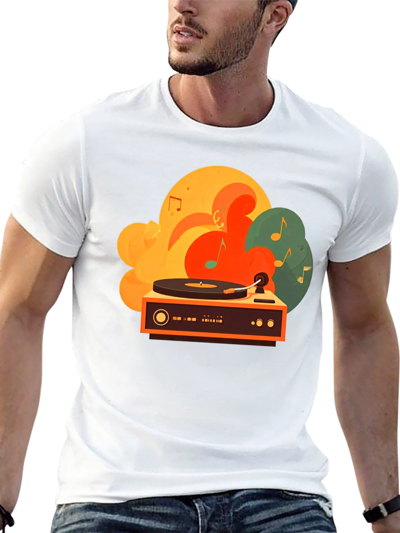 Retro Turntable Graphic Tee - Black
