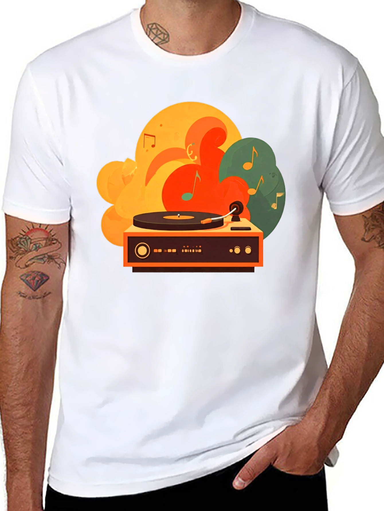 Retro Turntable Graphic Tee - Black
