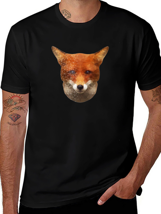 Geometric Fox Graphic Tee - Stylish Black T-Shirt