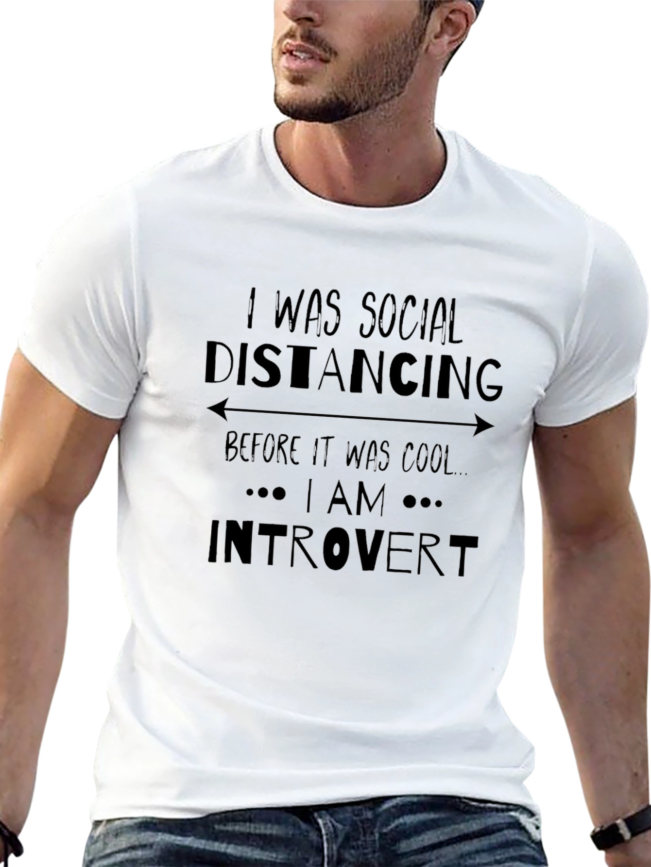 Introvert Social Distancing Graphic Tee - Black