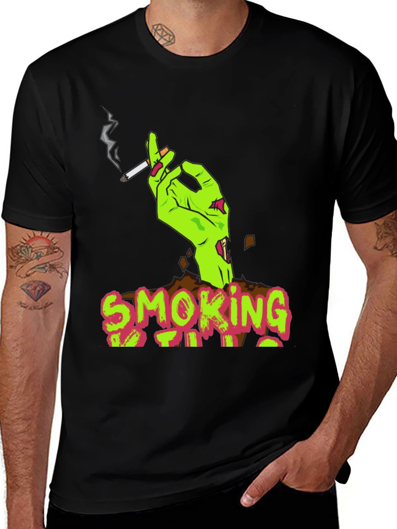 Smoking Zombie Graphic Tee - Unique Halloween Shirt