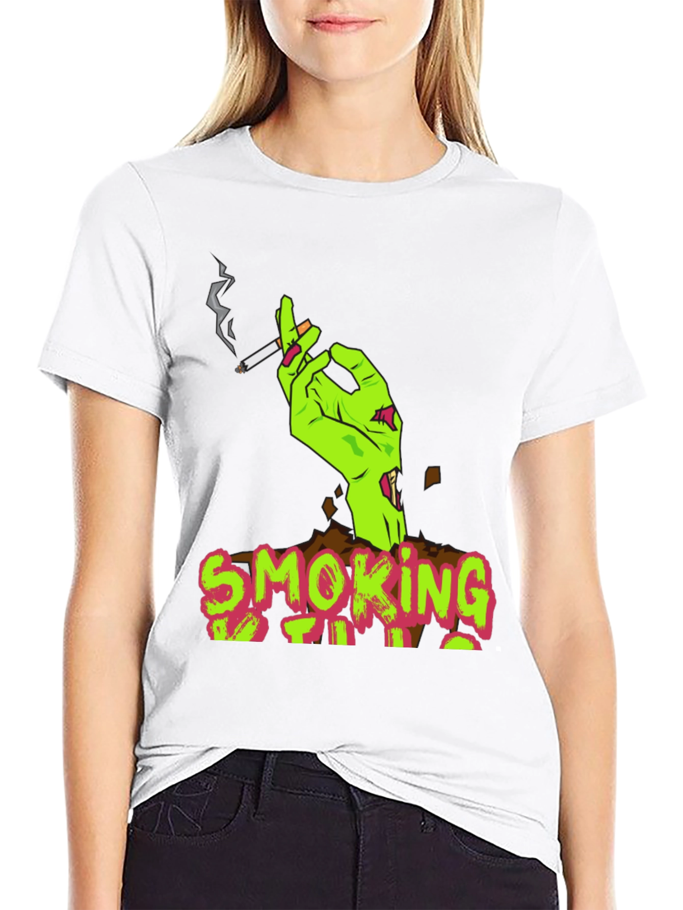 Smoking Zombie Graphic Tee - Unique Halloween Shirt