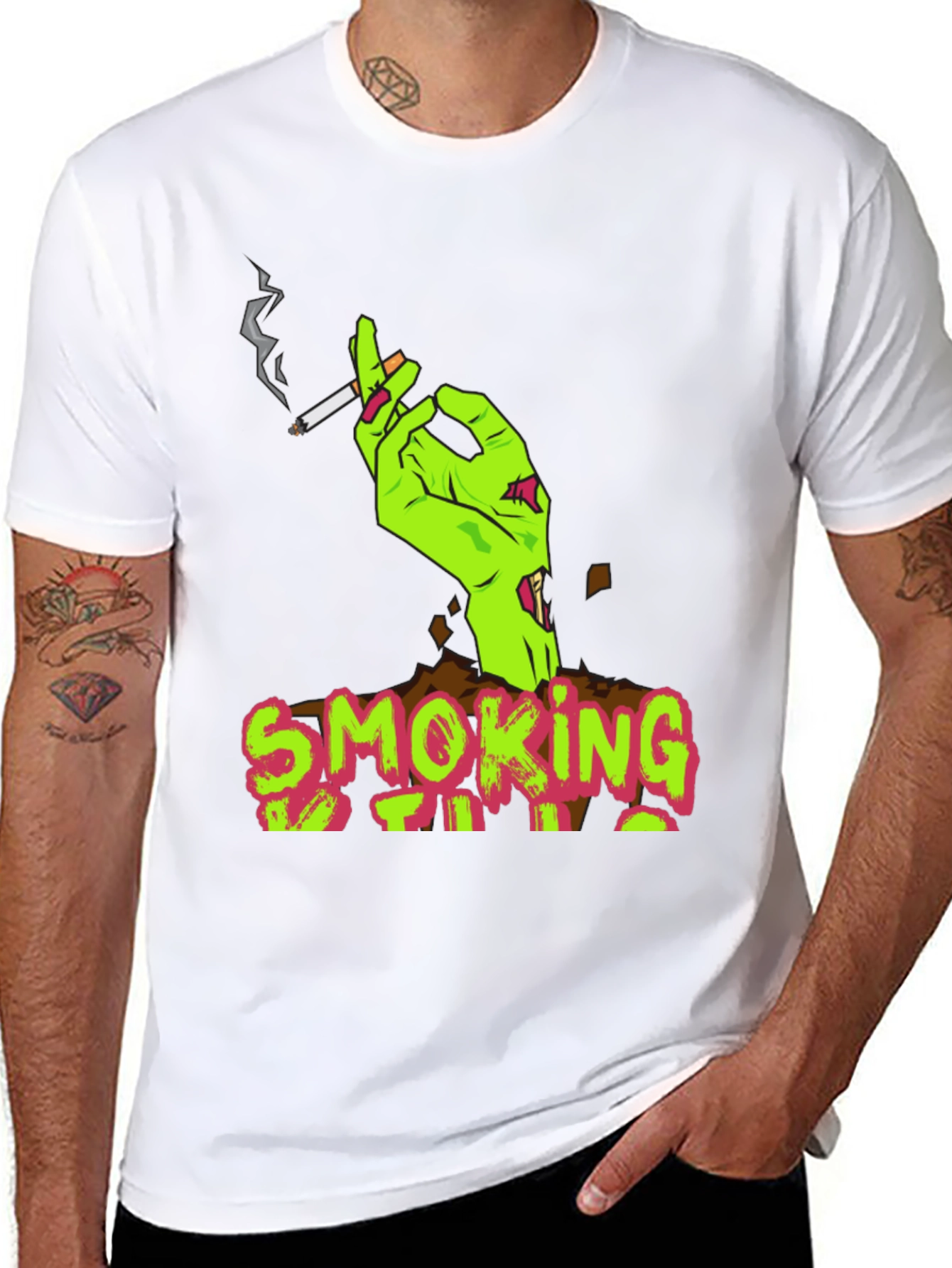 Smoking Zombie Graphic Tee - Unique Halloween Shirt
