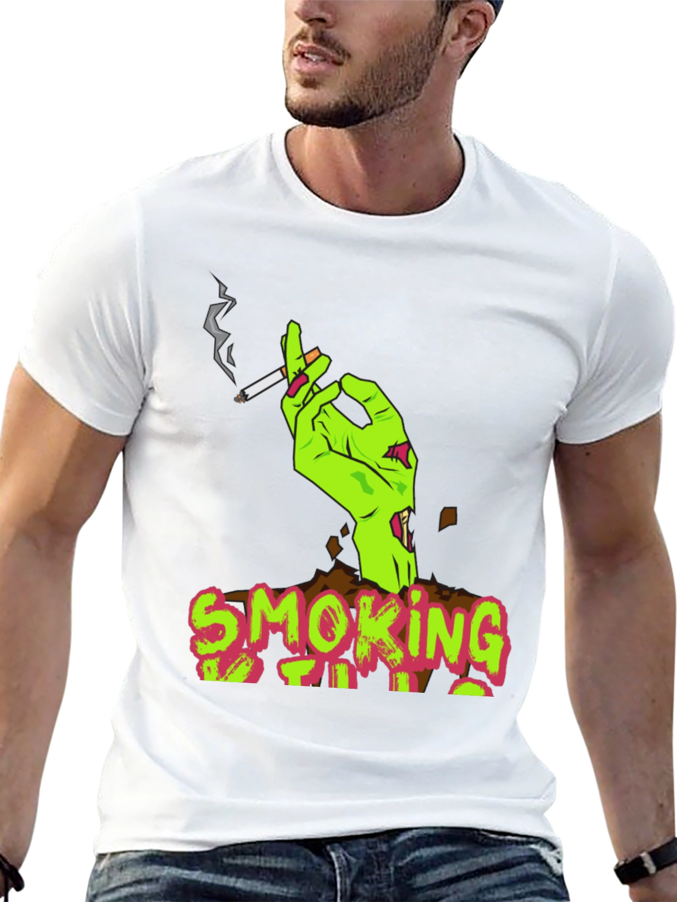 Smoking Zombie Graphic Tee - Unique Halloween Shirt