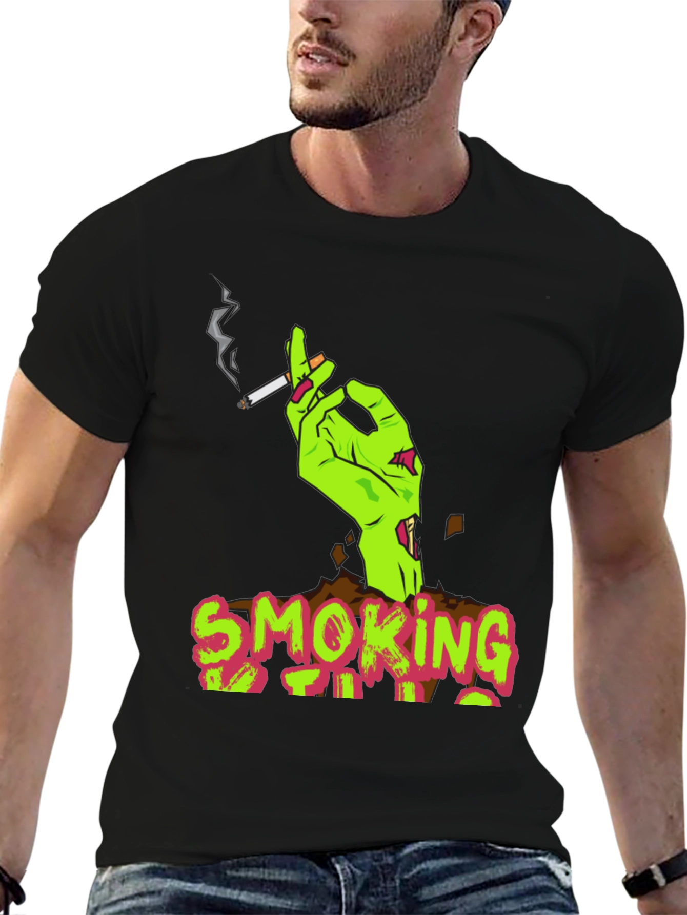 Smoking Zombie Graphic Tee - Unique Halloween Shirt
