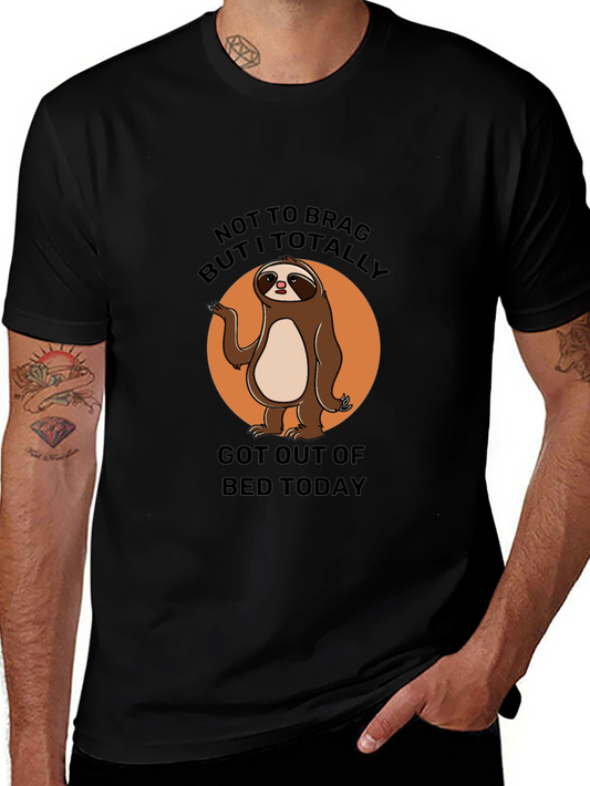 Funny Sloth Graphic Tee - Got Out of Bed Today