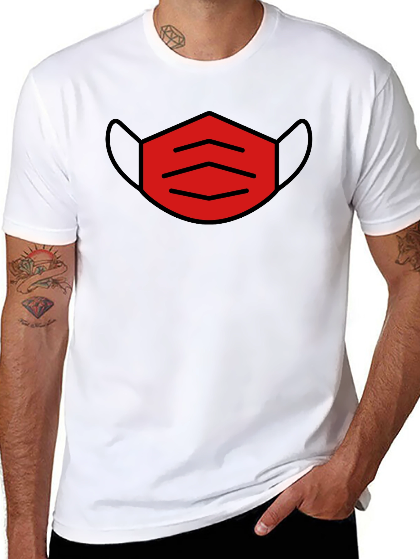 Mask Graphic Tee - Trendy Black T-Shirt