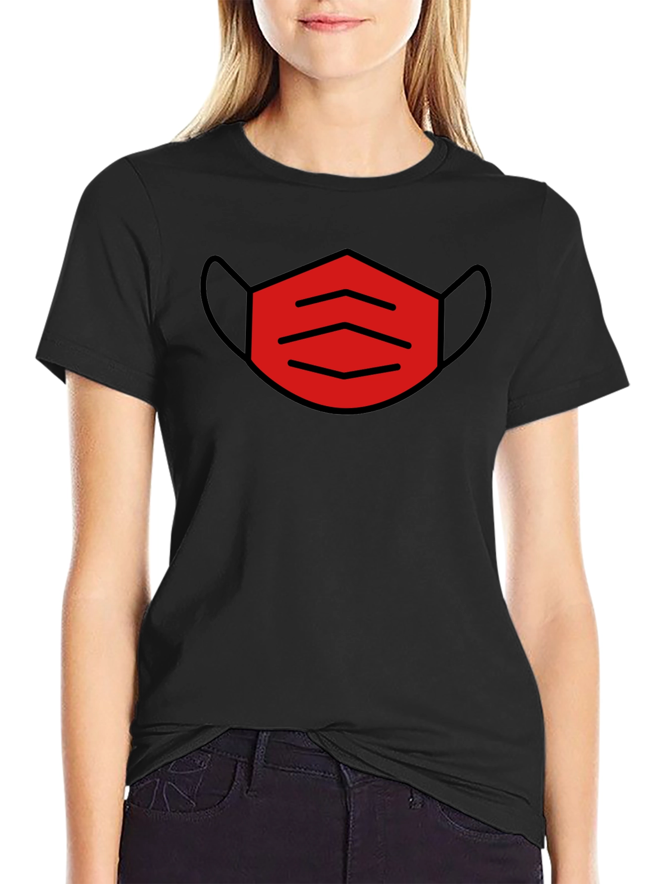 Mask Graphic Tee - Trendy Black T-Shirt