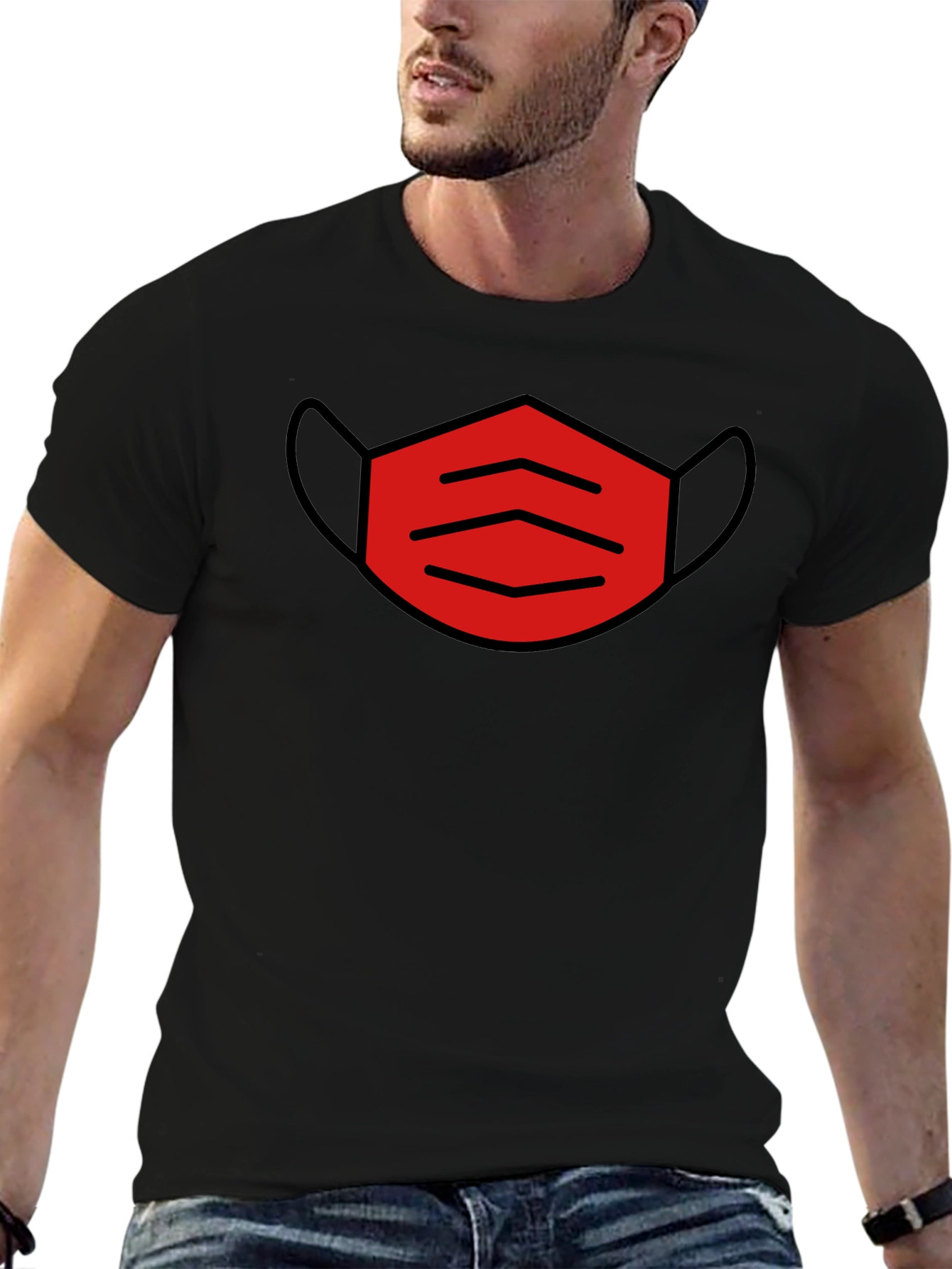 Mask Graphic Tee - Trendy Black T-Shirt