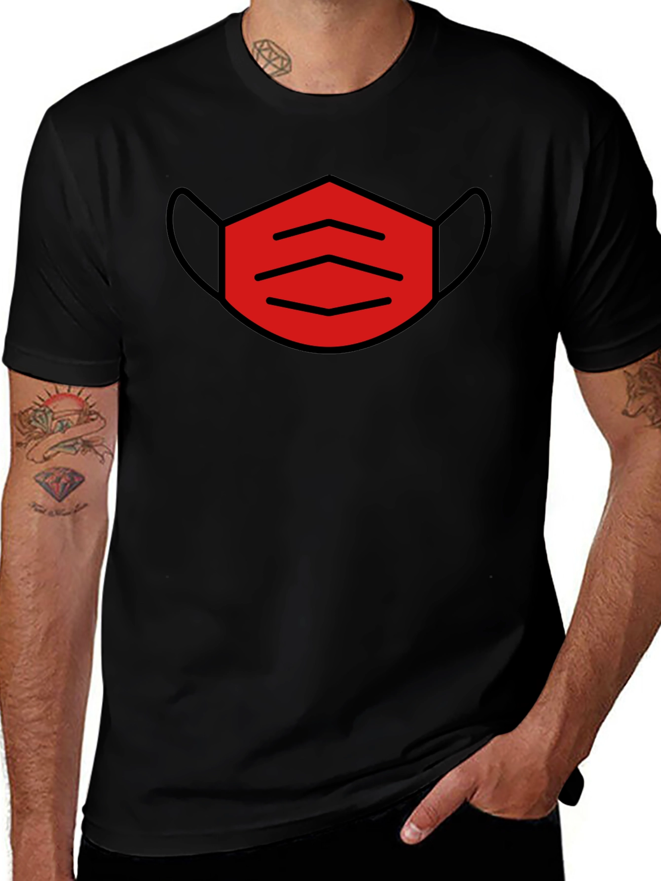 Mask Graphic Tee - Trendy Black T-Shirt