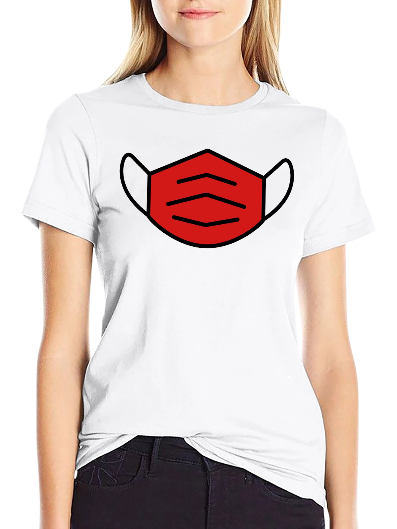 Mask Graphic Tee - Trendy Black T-Shirt