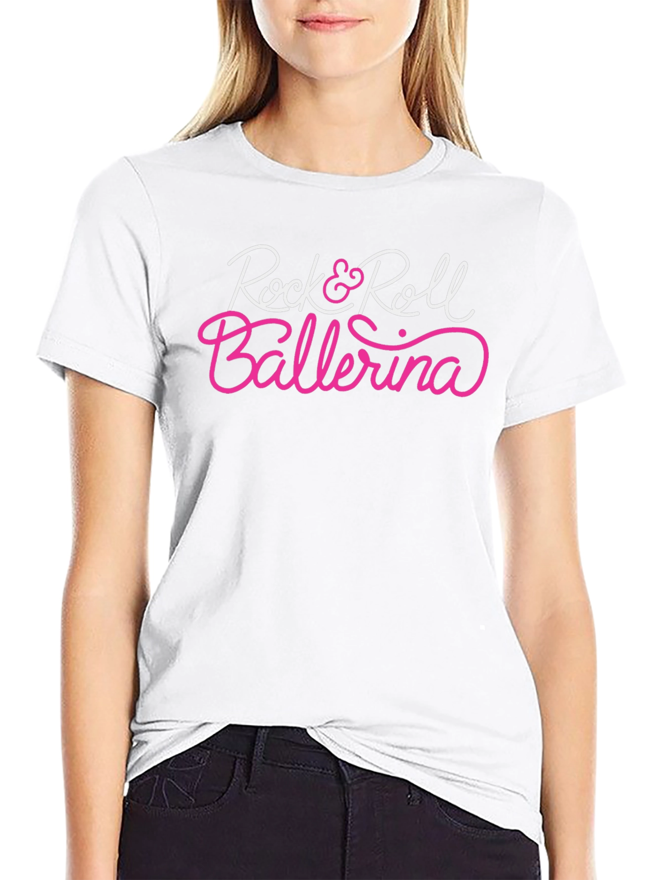 Rock & Roll Ballerina Graphic Tee - Black