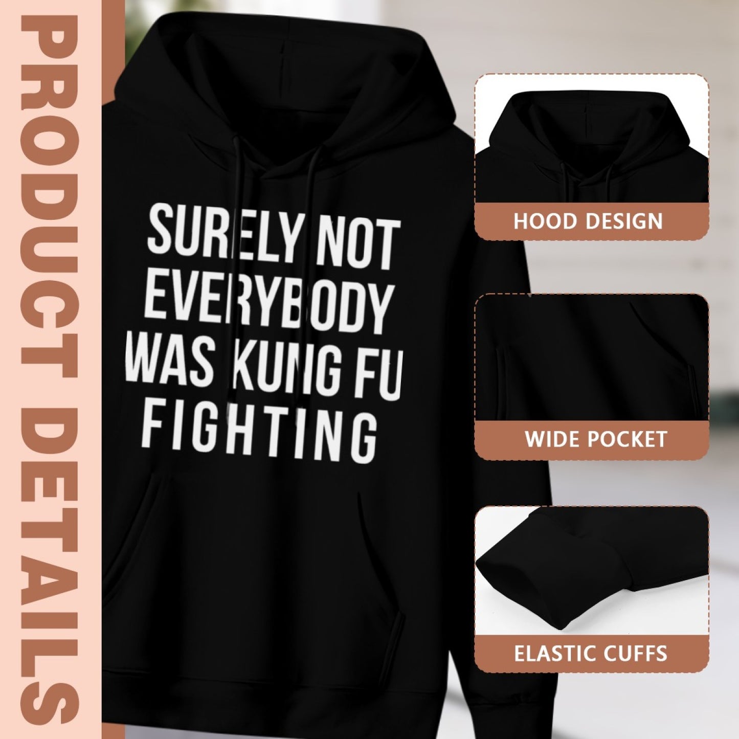Cozy New Unisex Black Hoodie - Sports Play Hard Graphic - Soft Sweatshirt - American Direct Shipping