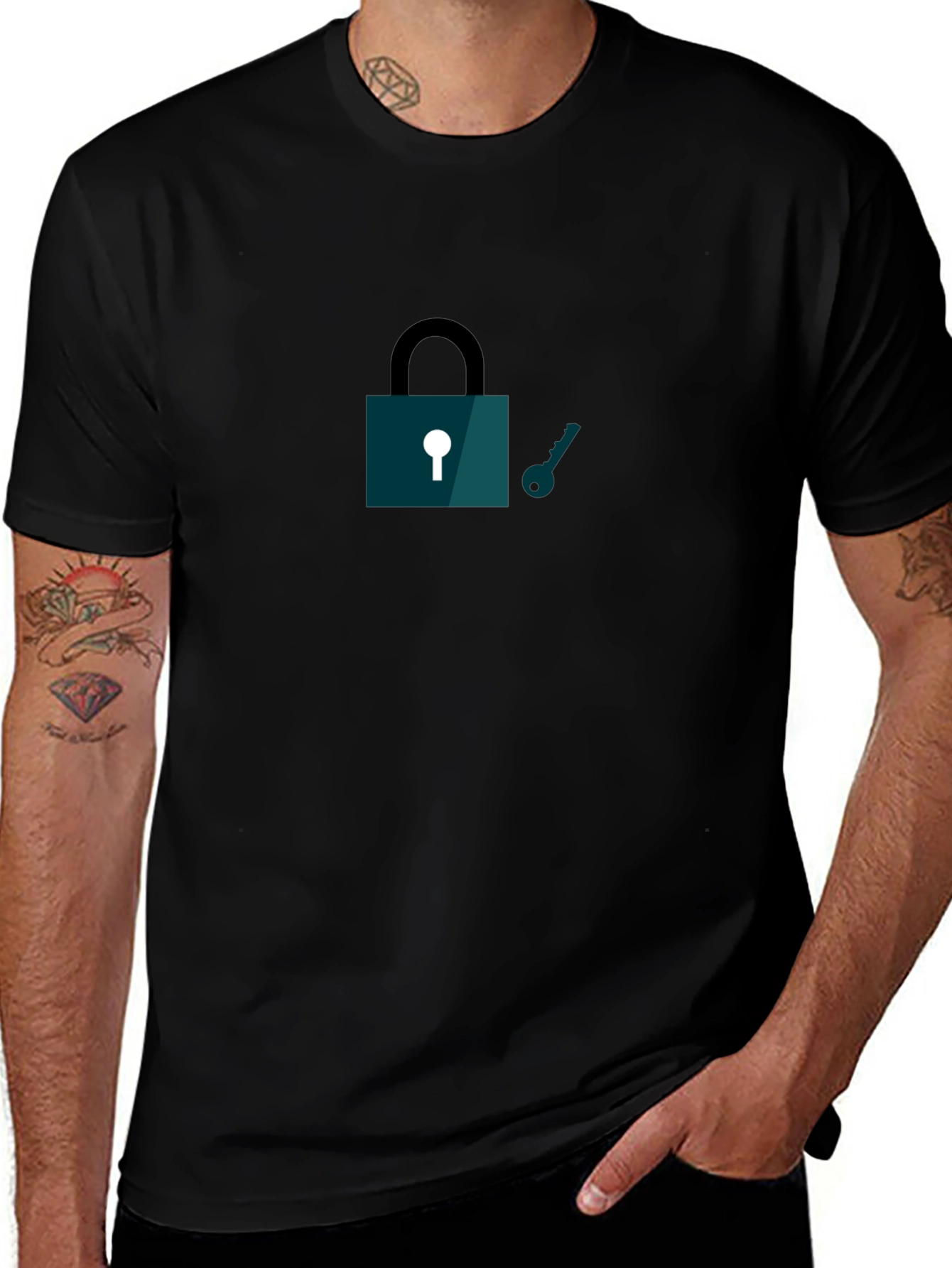 Lock and Key Graphic T-Shirt - Black