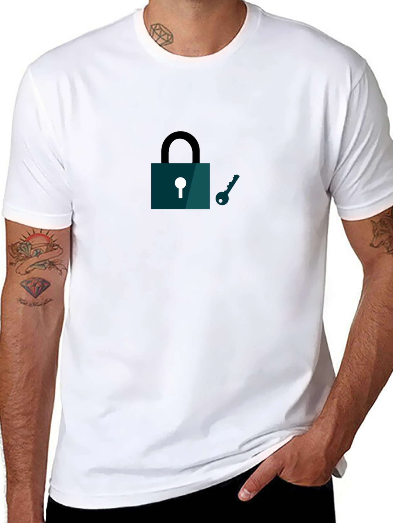 Lock and Key Graphic T-Shirt - Black
