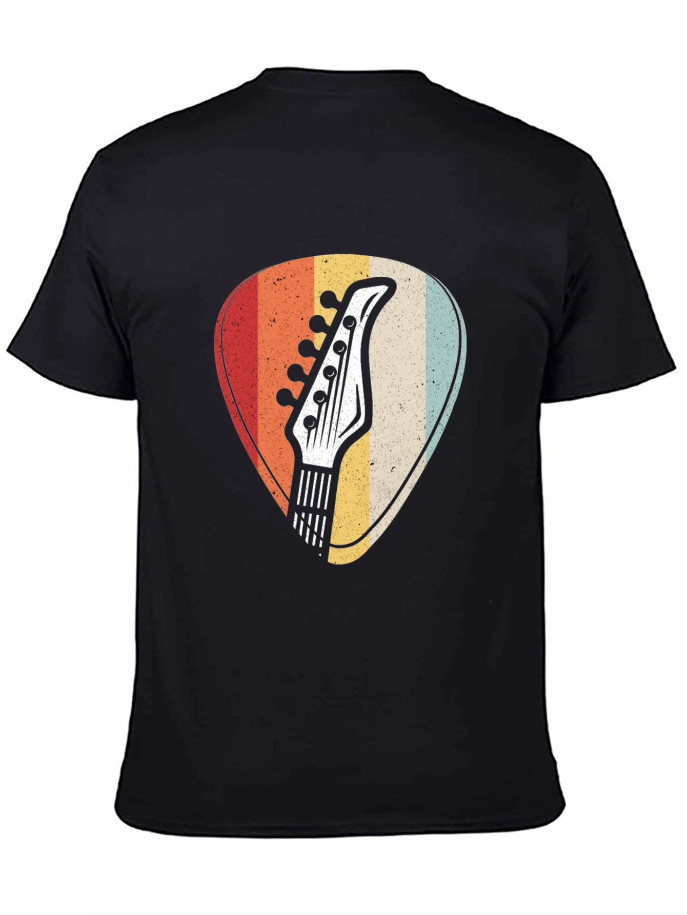 Retro Guitar Pick Graphic Tee - Musicians Black T-Shirt