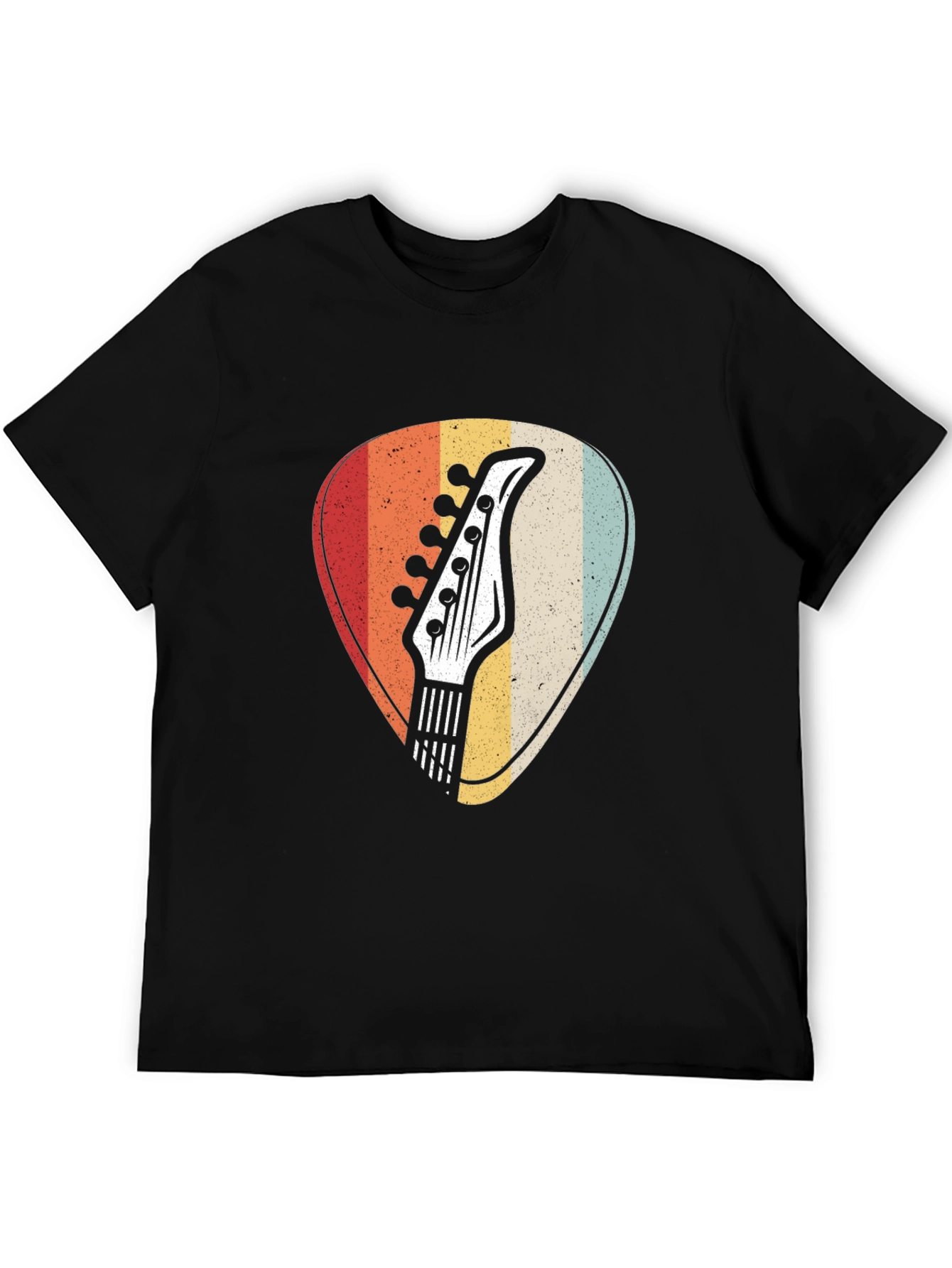 Retro Guitar Pick Graphic Tee - Musicians Black T-Shirt