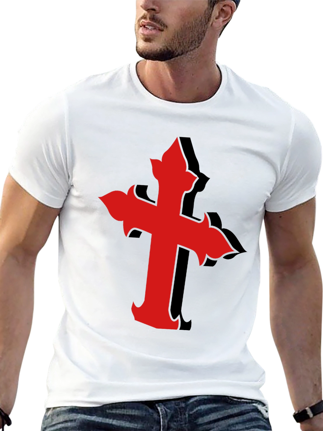 Red Cross Graphic Black T-Shirt