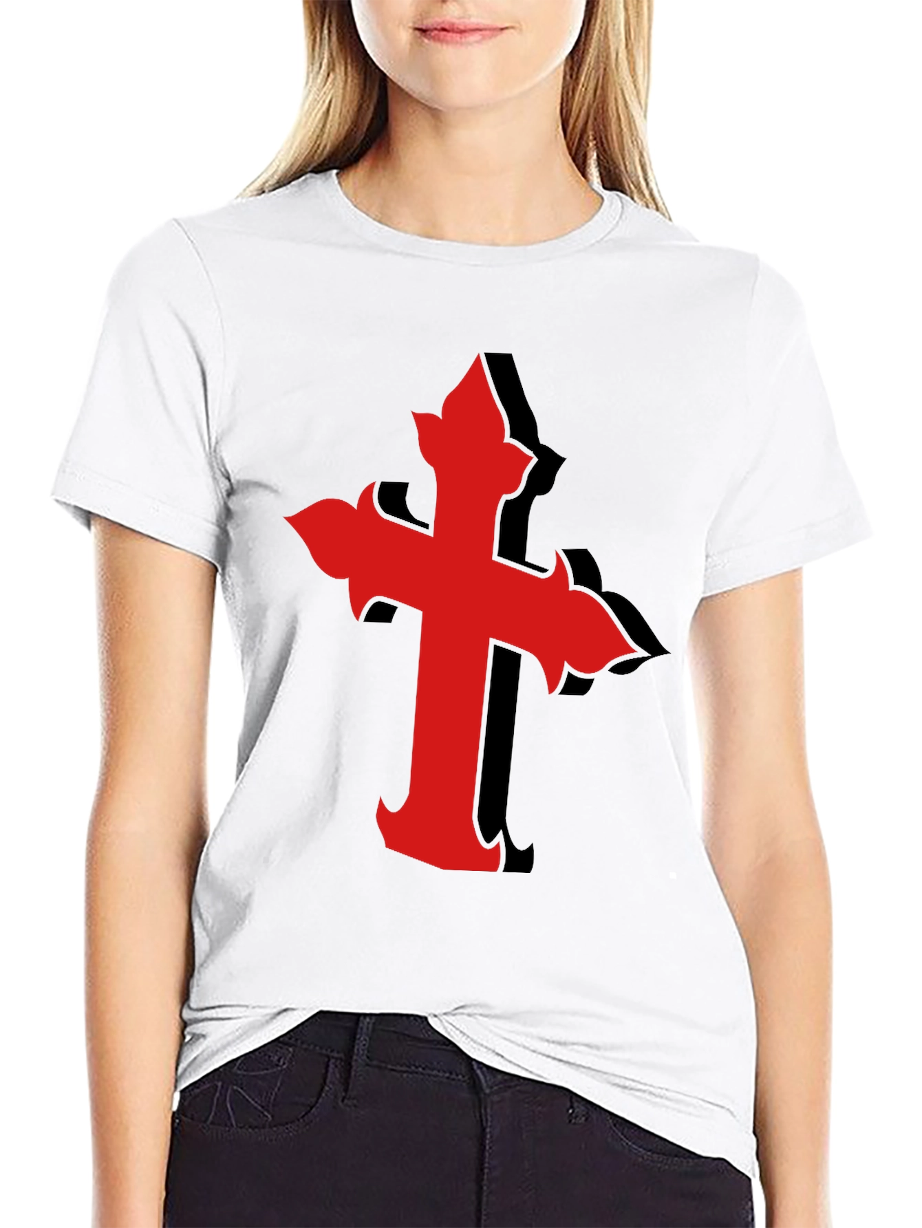 Red Cross Graphic Black T-Shirt