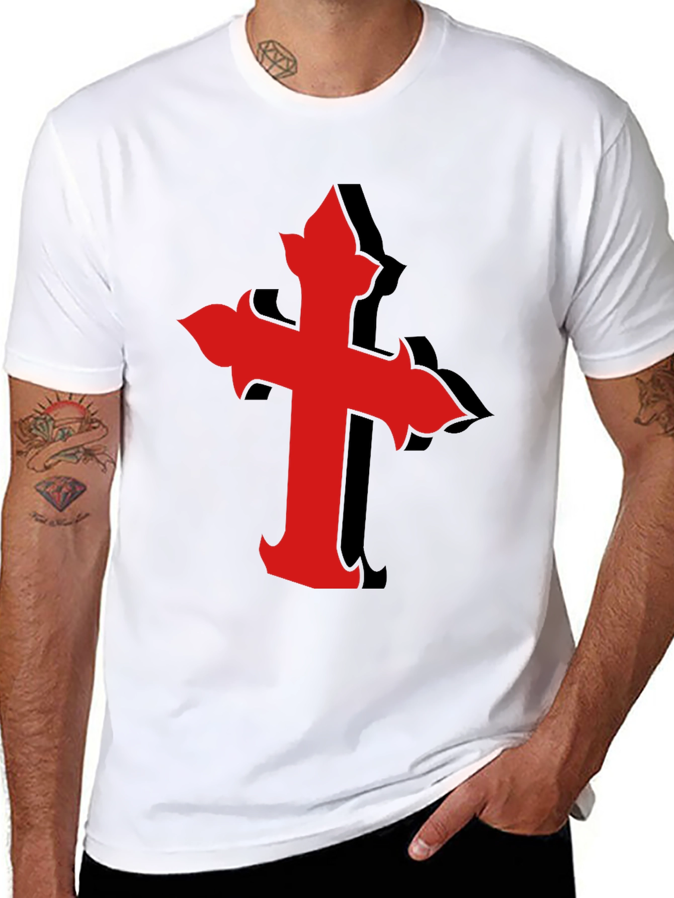 Red Cross Graphic Black T-Shirt