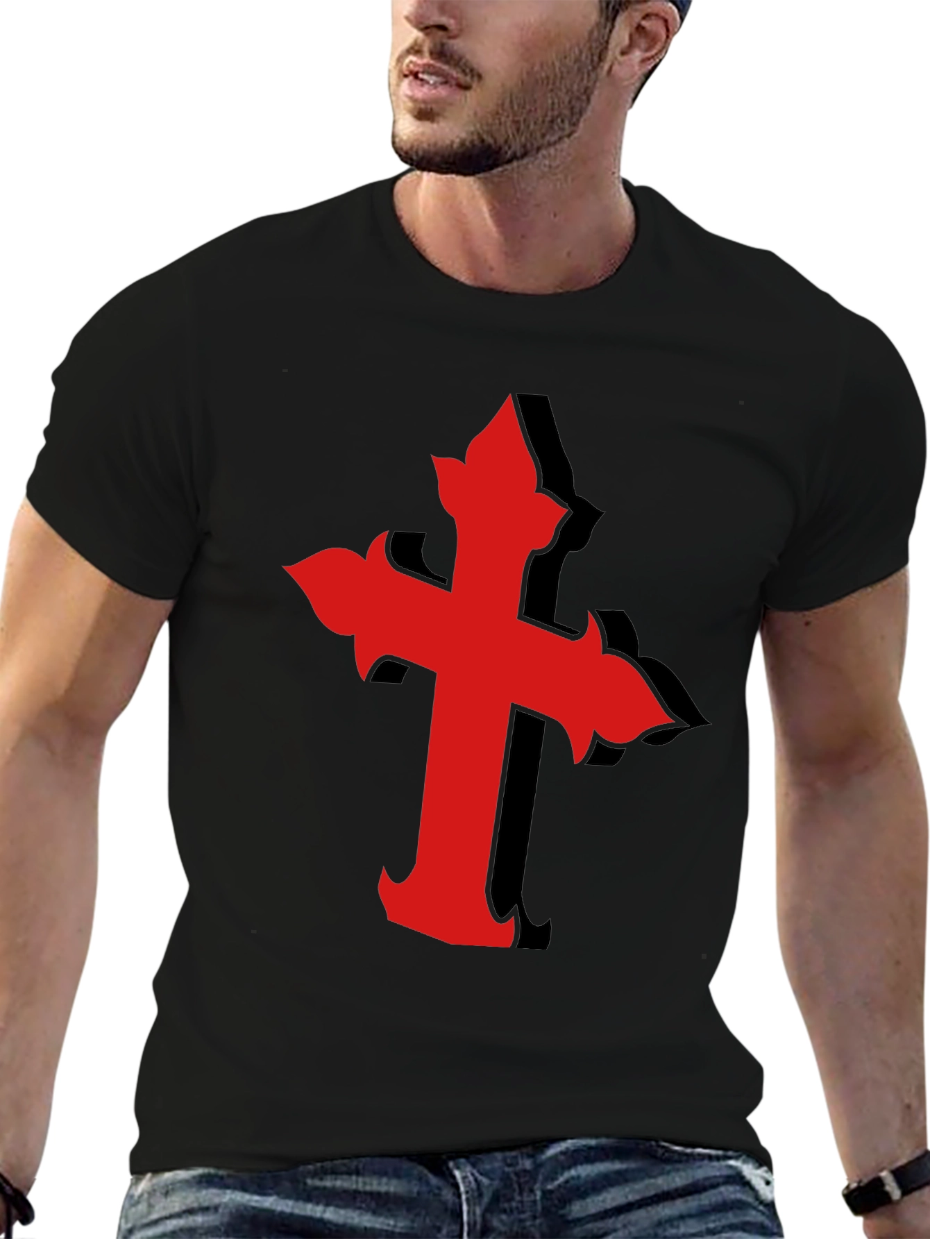 Red Cross Graphic Black T-Shirt