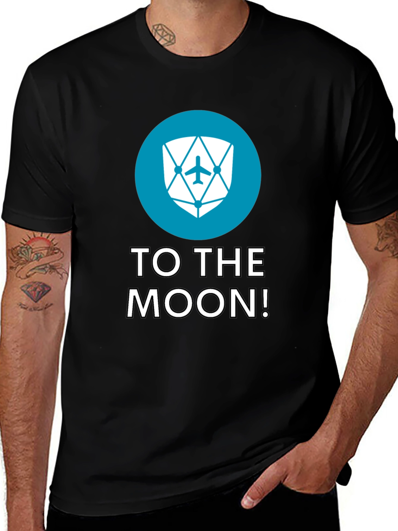 To The Moon Black Tee - Crypto Inspired Design
