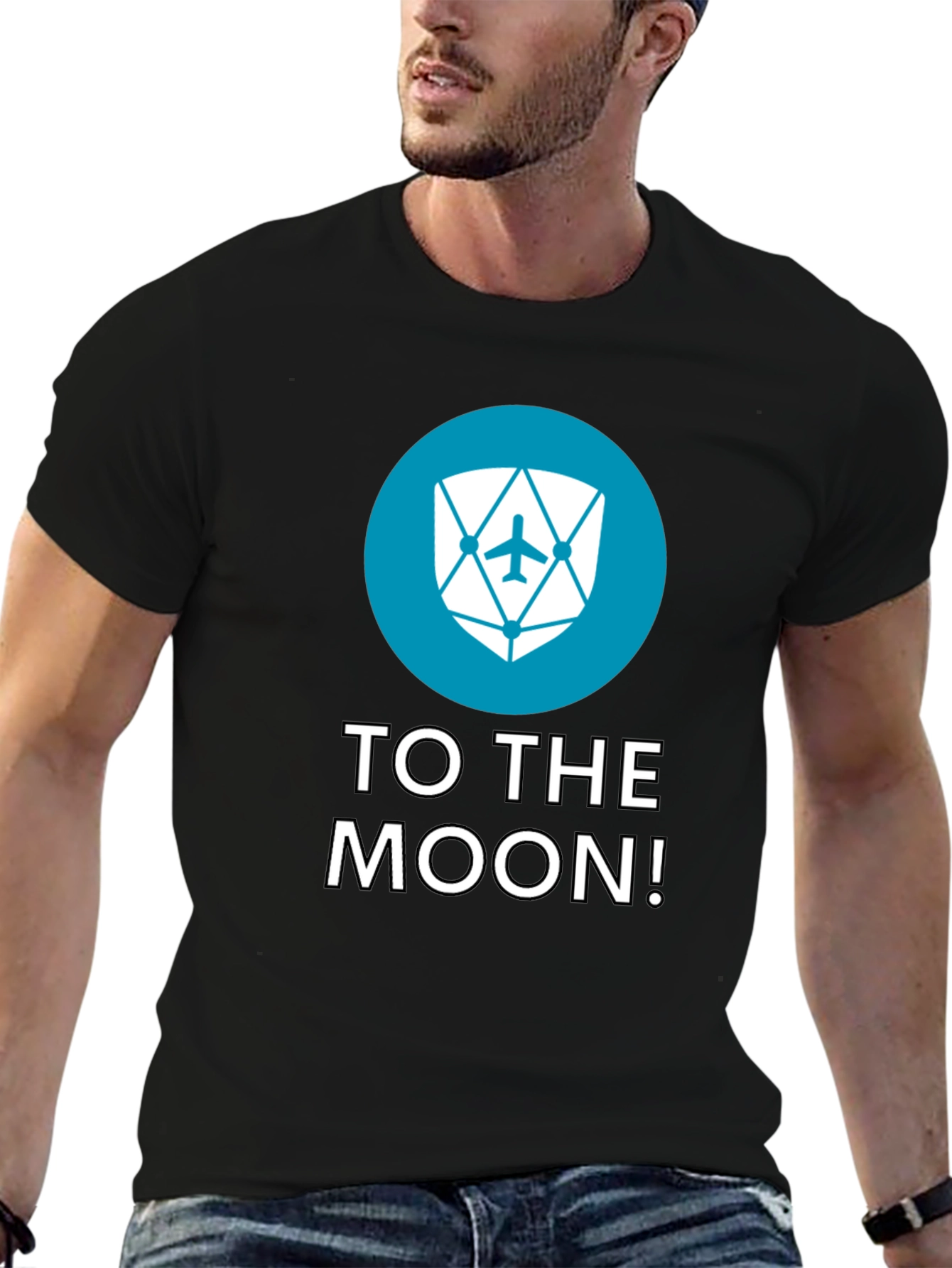 To The Moon Black Tee - Crypto Inspired Design