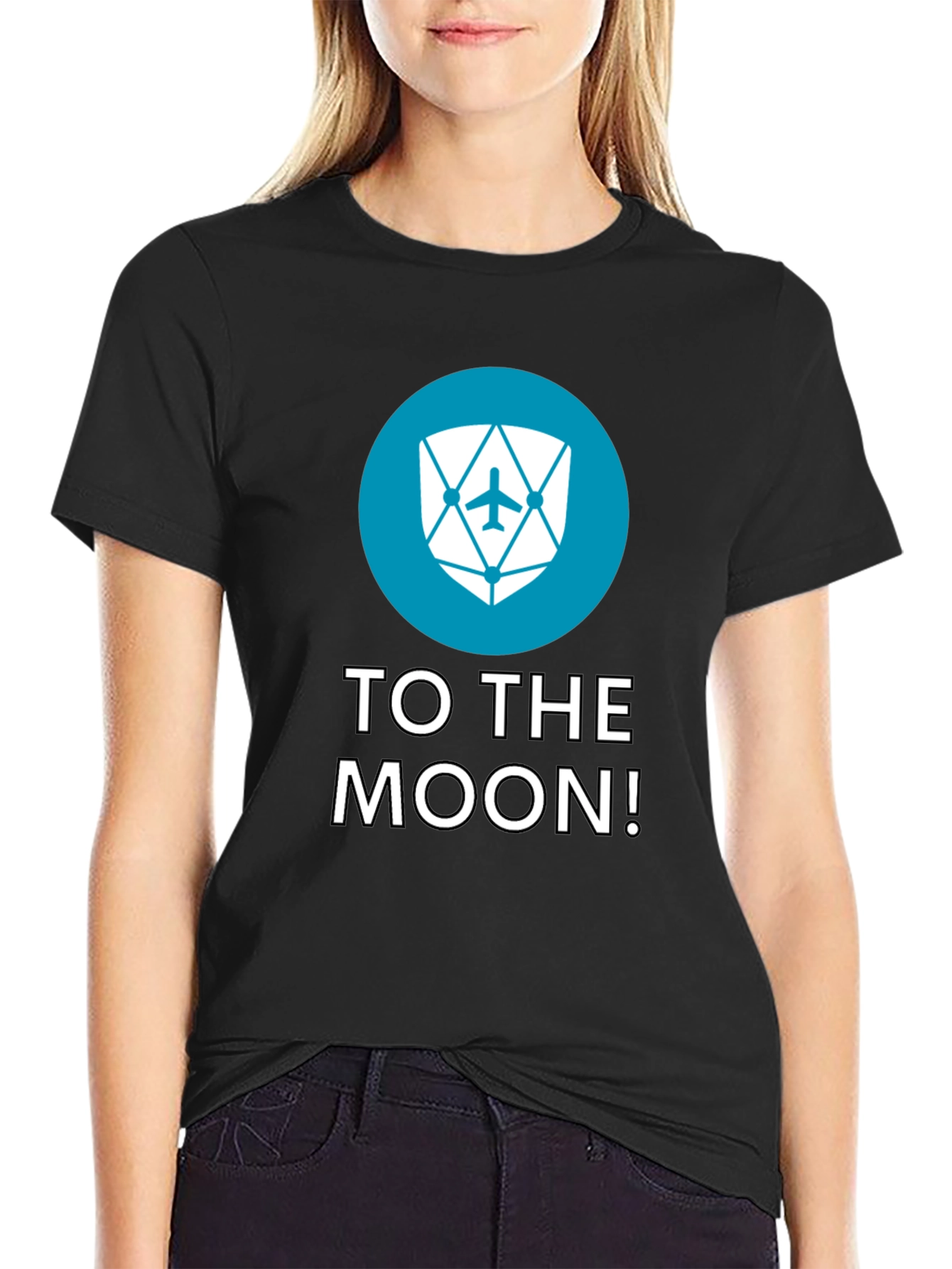 To The Moon Black Tee - Crypto Inspired Design