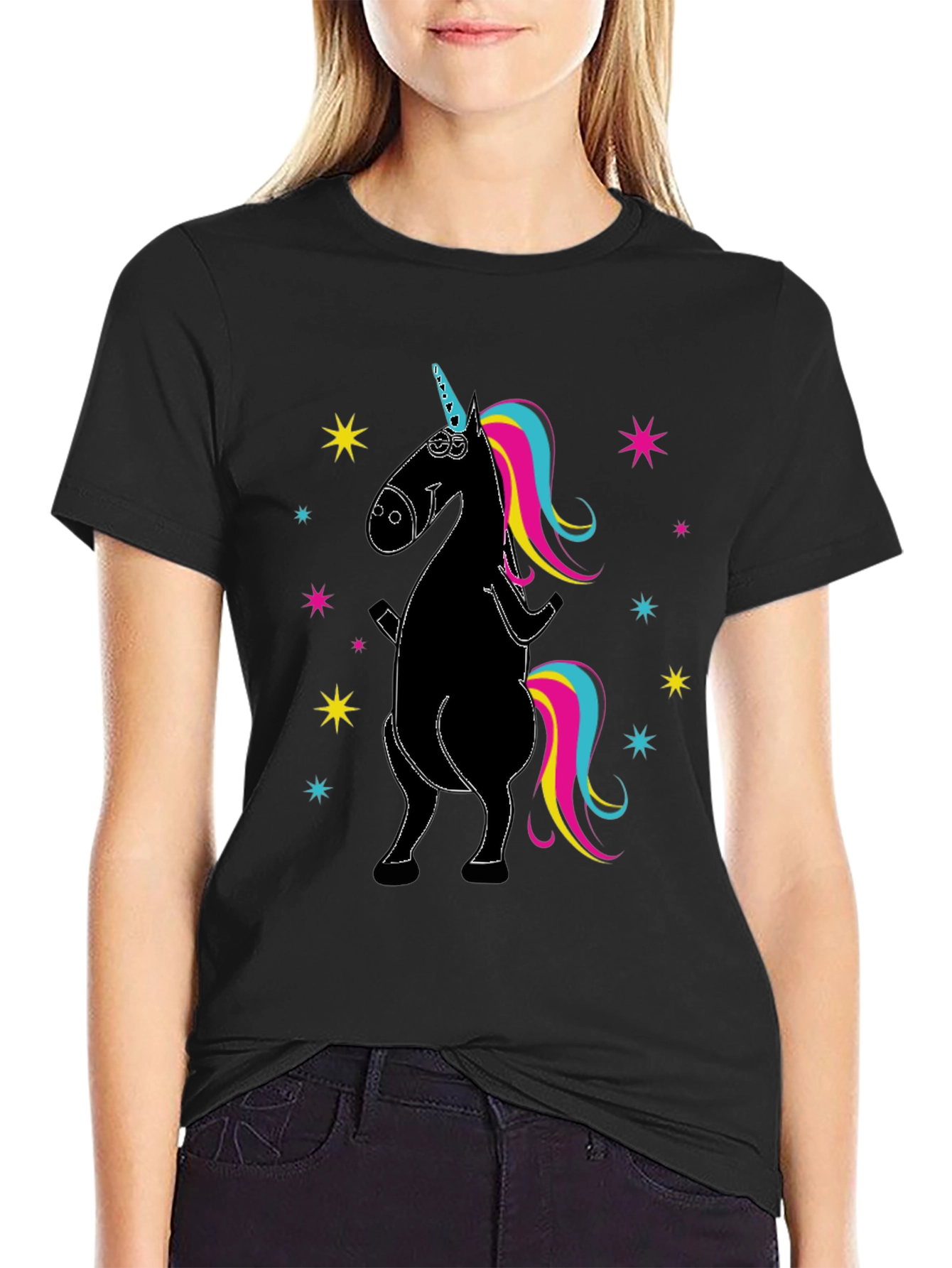 Unicorn Graphic Print Crew Neck T-Shirt