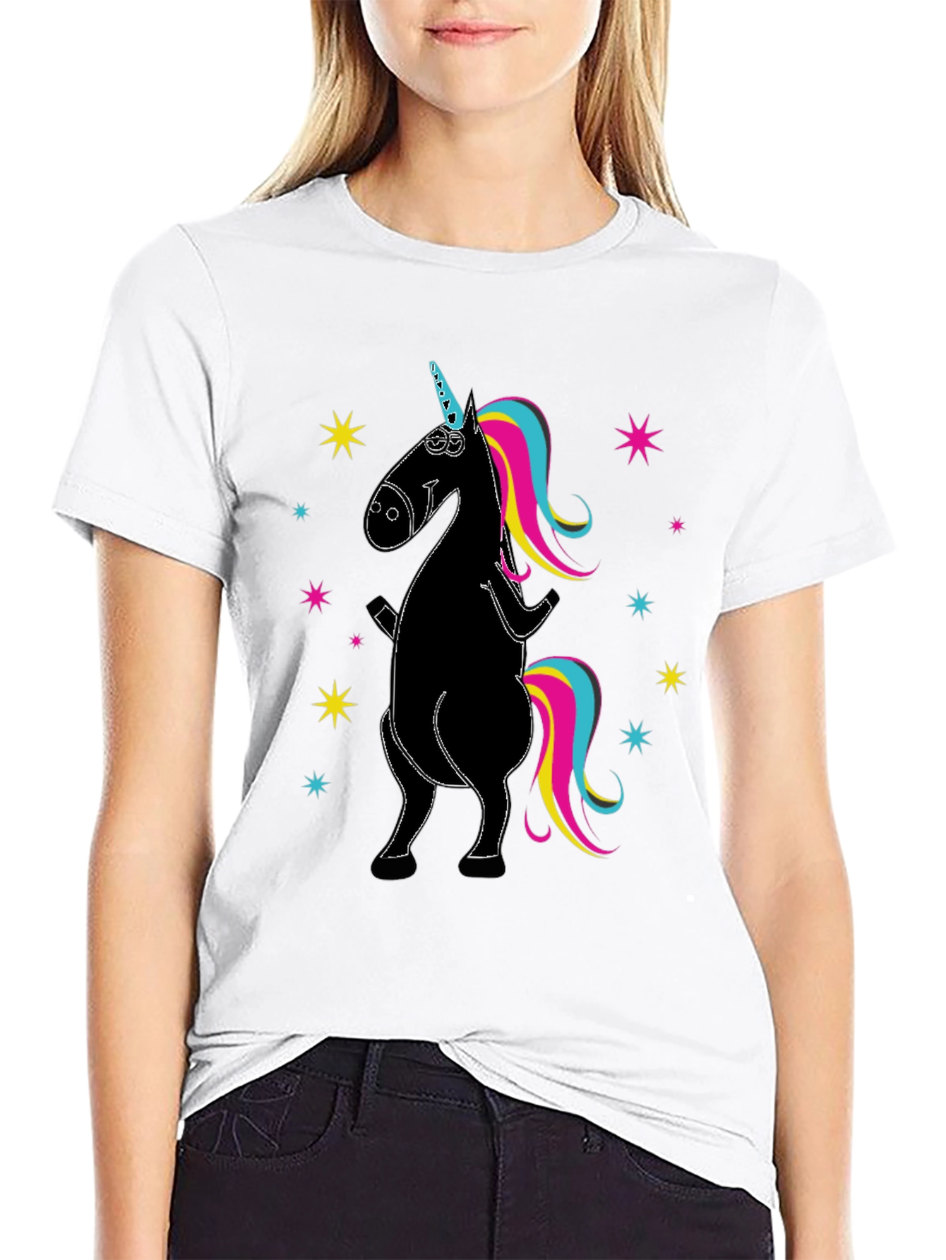 Unicorn Graphic Print Crew Neck T-Shirt